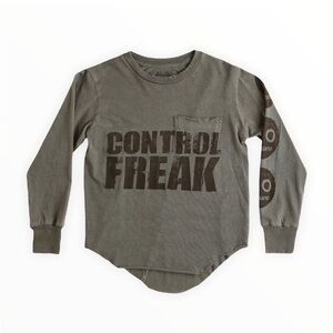 NWT Nununu Control Freak Tee LS Vintage Grey Gray Black